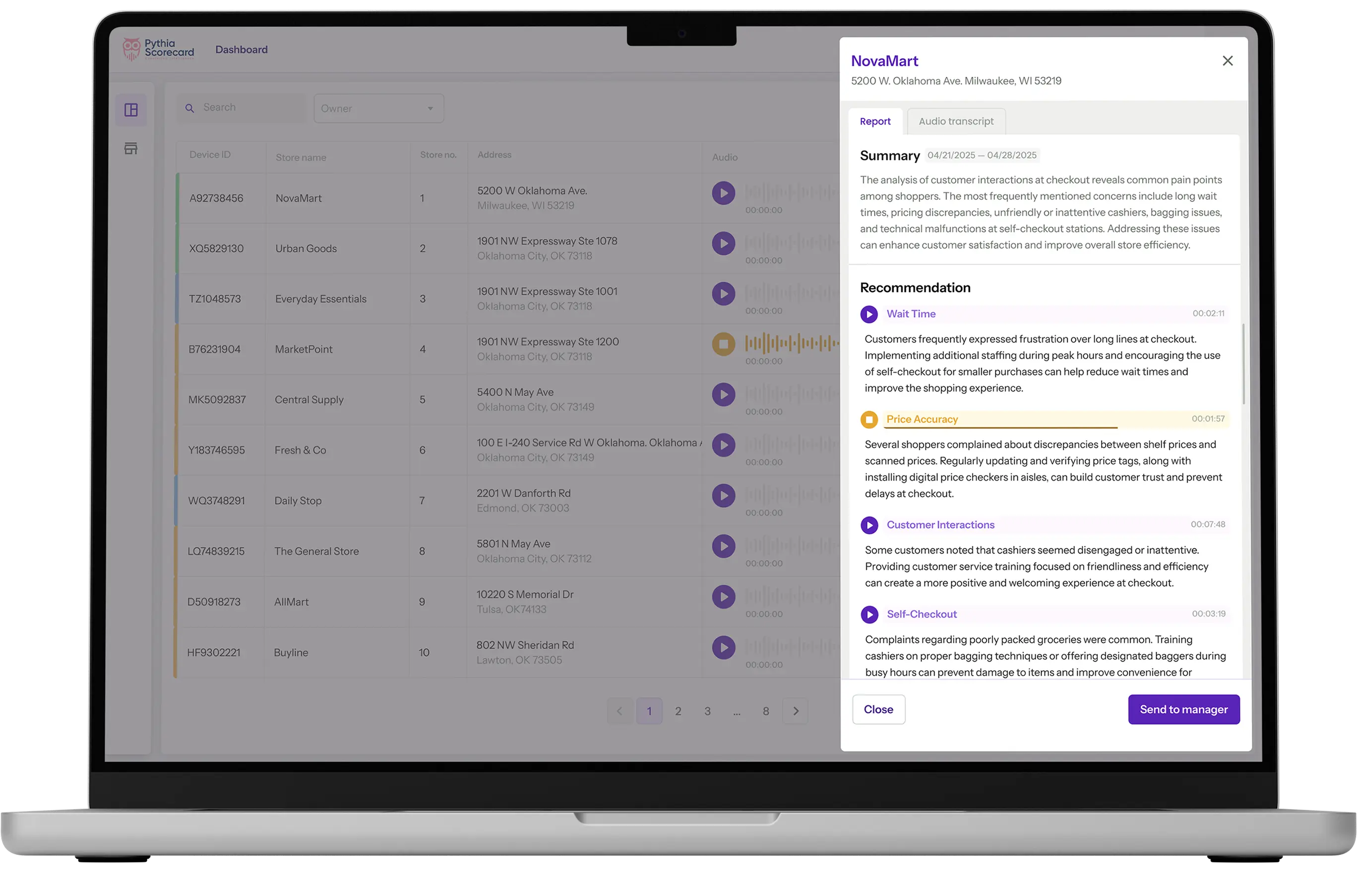 Pythia dashboard showing always-on retail insights at checkout